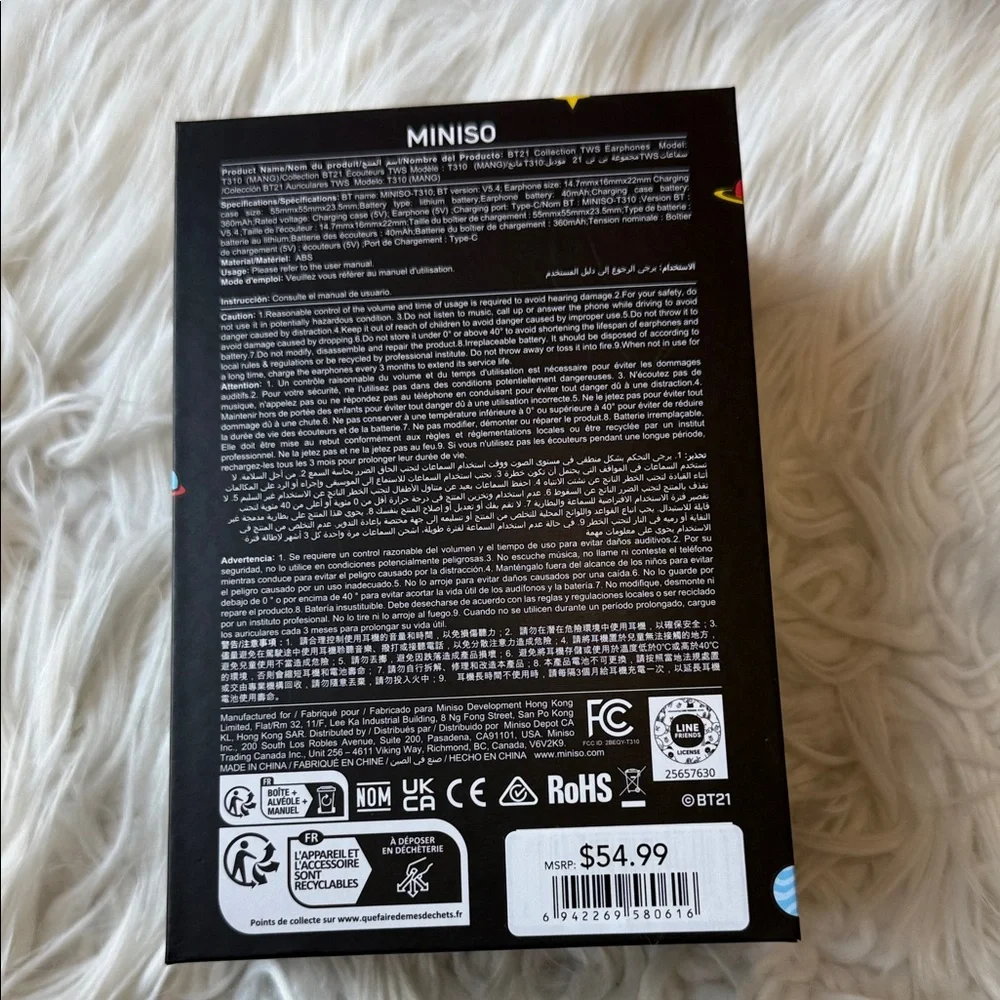 BT21 Mang Miniso Pink and Purple Earbud Headphones - Picture 4 of 4